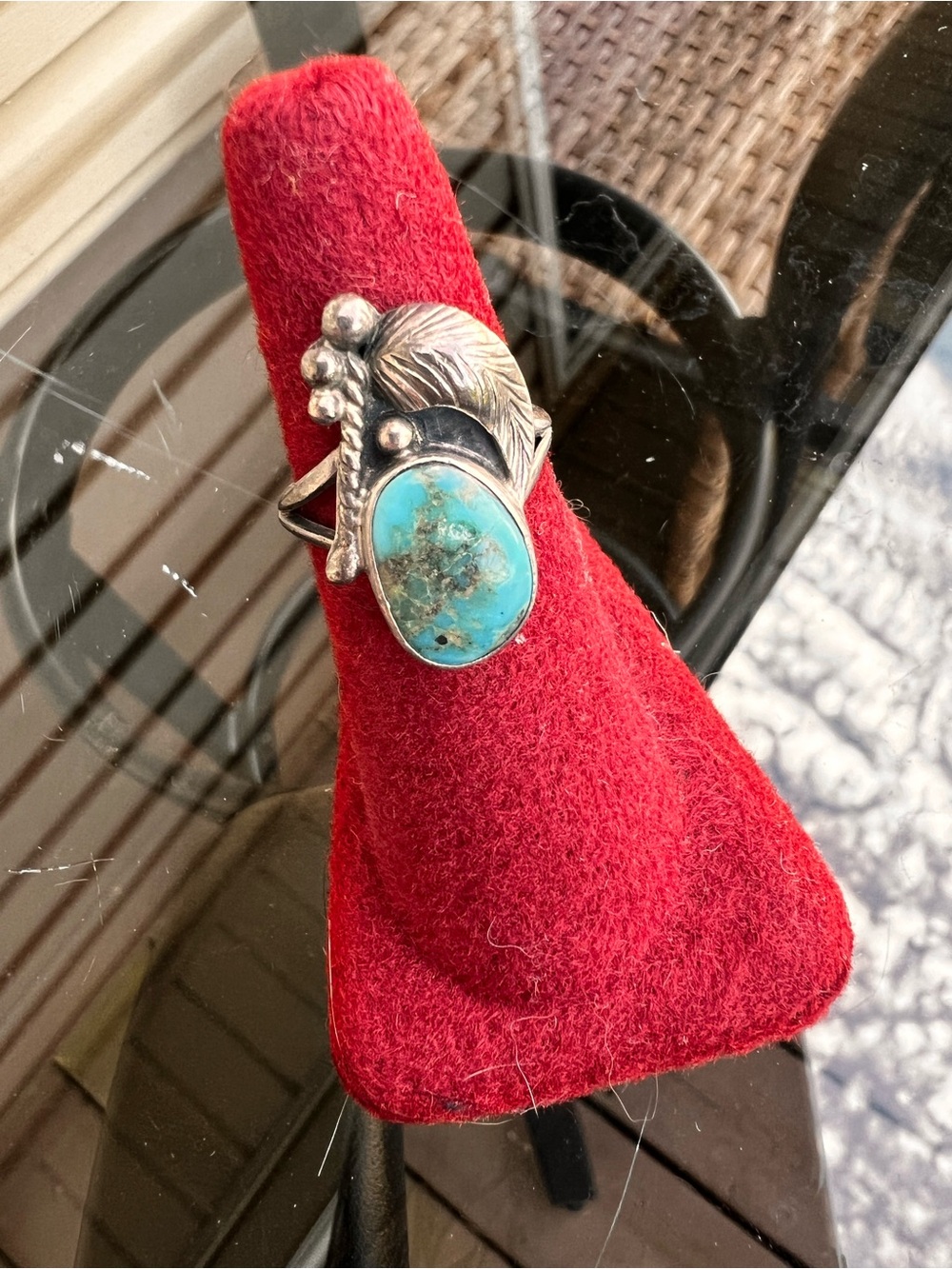 Navajo sterling silver ring with turquoise